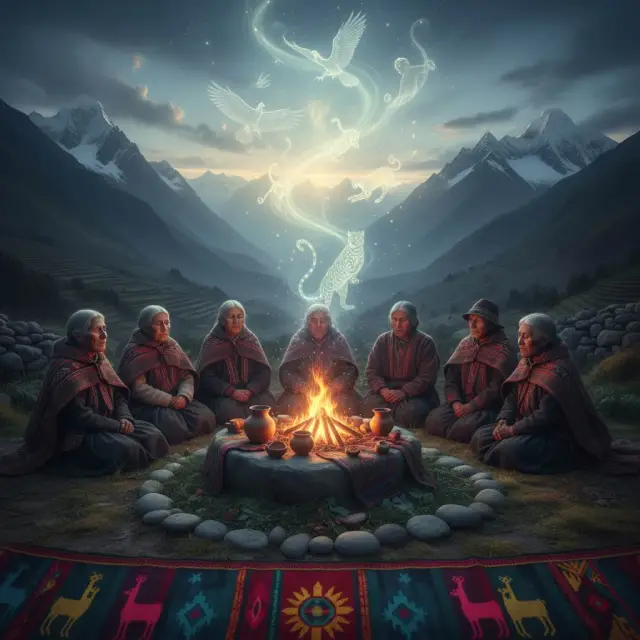 les anciennes autour du feu