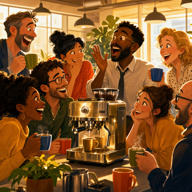 personnes pres de la machine  cafe